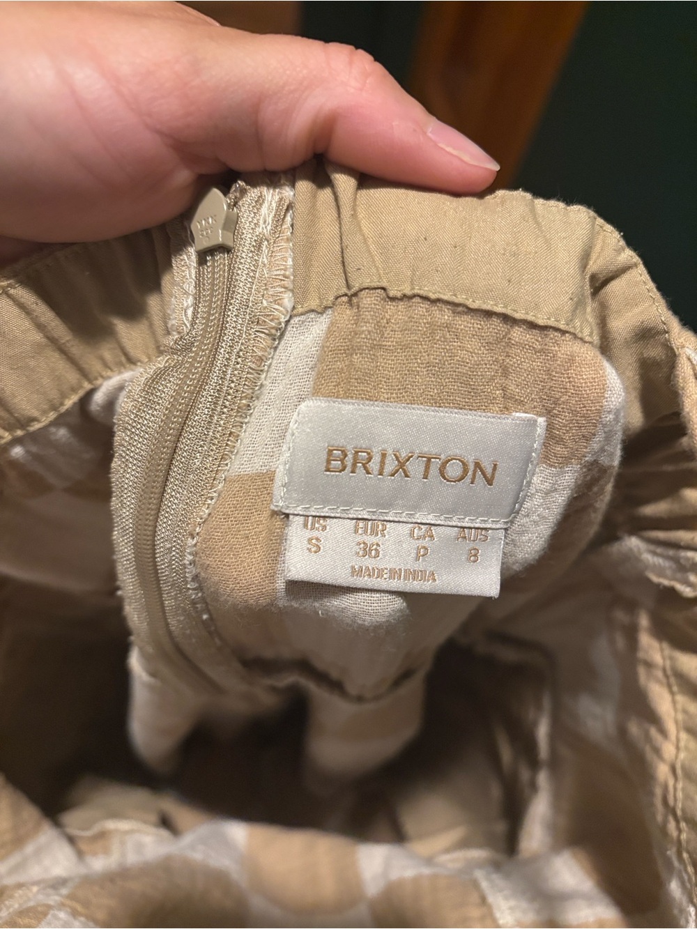 Brixton Beige and White Checkered Linen Jumpsuit - Picture 4 of 4